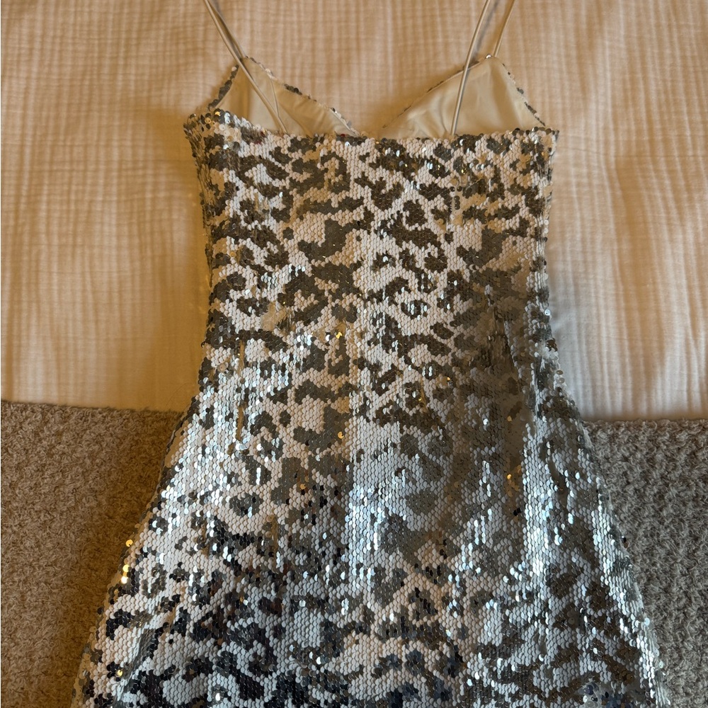 Superdown Silver Spaghetti Strap Bodycon Mini Dre… - image 3
